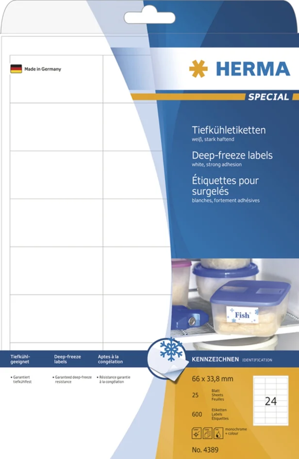 HERMA Etiquettes pour surgelés SuperPrint, 66 x 33,8 mm - OEM 4389