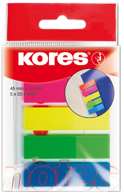 Kores Marque-pages - film, 12 x 45 mm, couleurs néon - OEM N45105