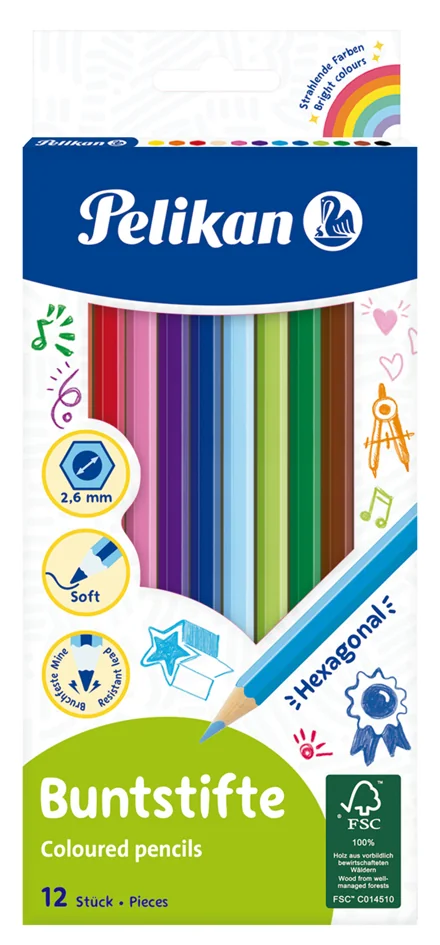 Pelikan Crayons de couleur standard, étui en carton de 12 - OEM 100401614