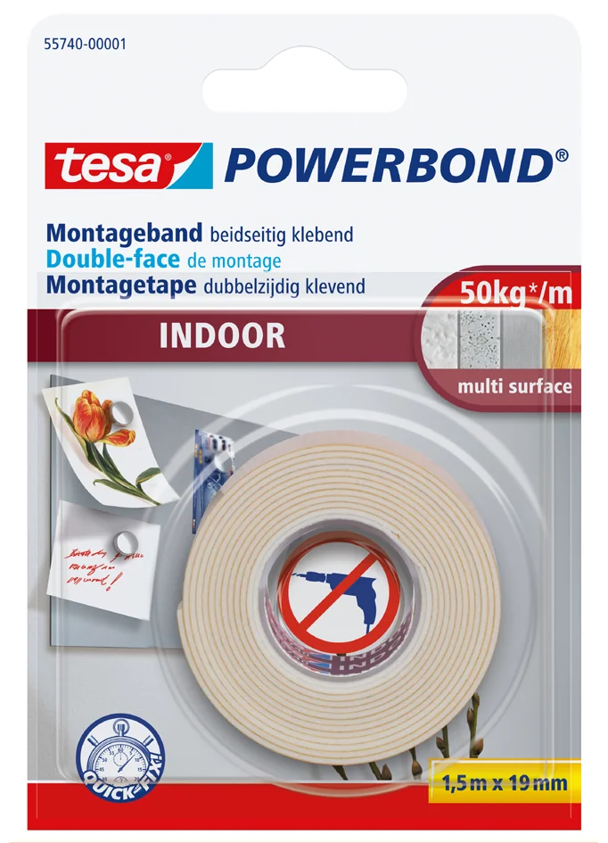 tesa Powerband Adhésif de montage INDOOR, 19 mm x 5 m - OEM 55741-00001-03