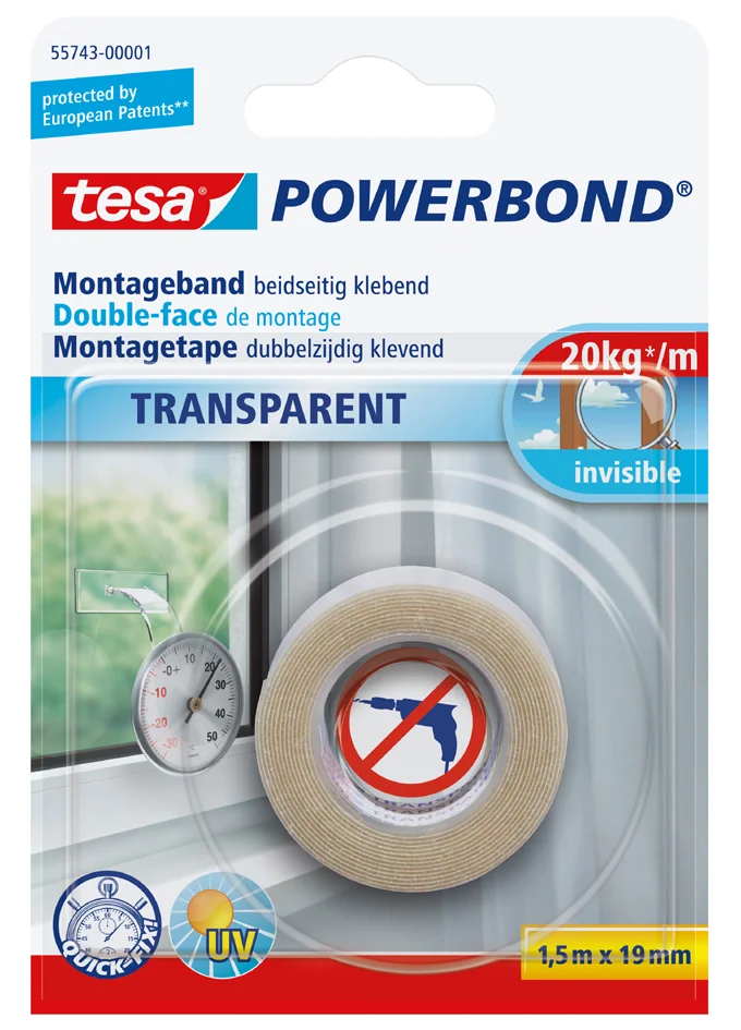 tesa Adhésif double face de montage Powerbond, transparent - OEM 55743-00001-20