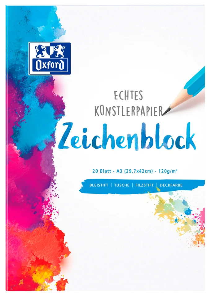 Oxford Bloc à dessin, format A3, uni, 120 g/m2 - OEM 100 050 301
