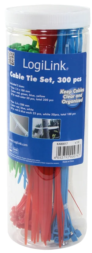 LogiLink Kit d'attache-câbles, assortis, nylon, contenu: 600 - OEM KAB0019