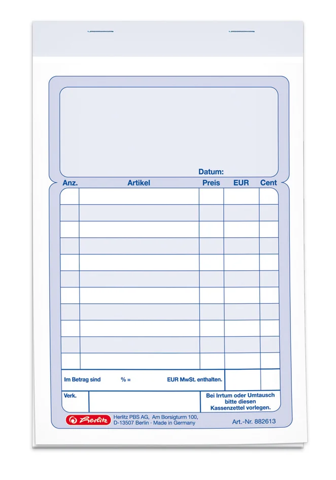 herlitz Bloc de formulaires 'bloc de facture', A6, 2 x 50 - OEM 300010476