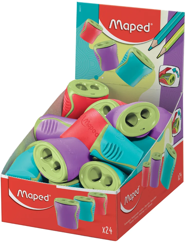 Maped Double taille-crayon, en plastique, présentoir de 24 - lot de 24 - OEM 062211