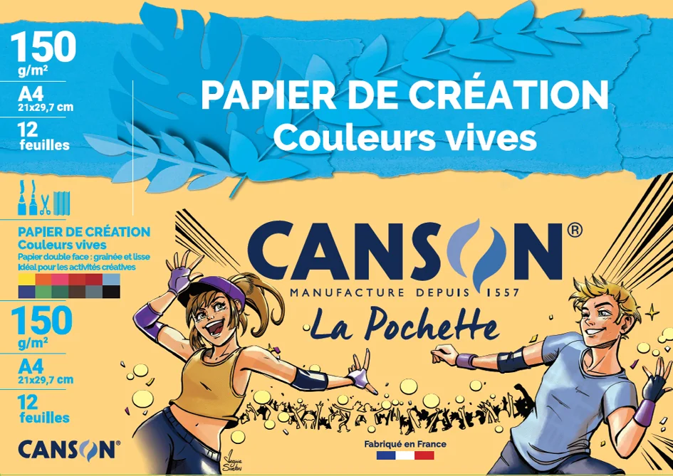 CANSON Papier de création, A4, 150 g/m2, couleurs vives - OEM C200002756