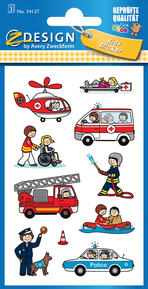 AVERY Zweckform Sticker ZDesign métiers pompier/policier - OEM 54137