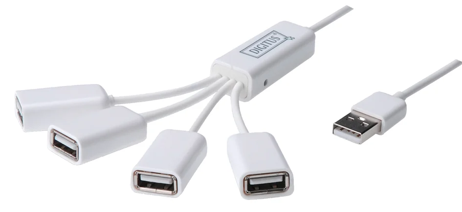 DIGITUS Hub USB 2.0 à câble, 4 ports, blanc - OEM DA-70216