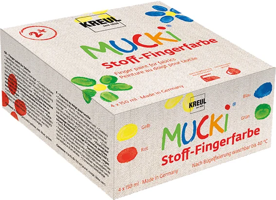 KREUL Peinture au doigt pour textile 'MUCKI', kit de 4 - OEM 28400