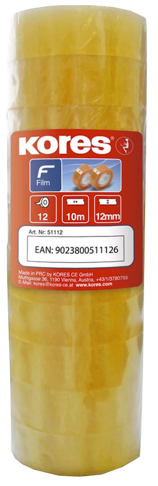 Kores Ruban adhésif TUBE 19 mm x 33 m, transparent - lot de 8 - OEM K51319