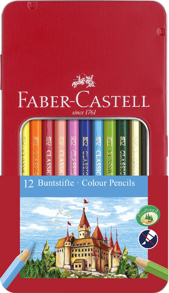 FABER-CASTELL Crayons de couleurs hexagonaux CASTLE, étui en - OEM 115894