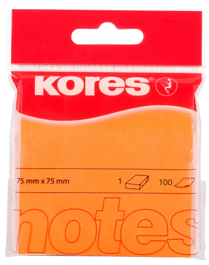 Kores Note adhésive 'NEON', 75 x 75mm, uni, jaune fluo - OEM N47092