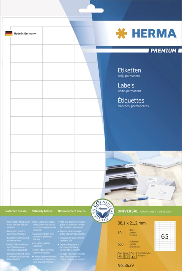 HERMA Etiquette universelle PREMIUM, 70 x 36 mm, blanc - OEM 8638