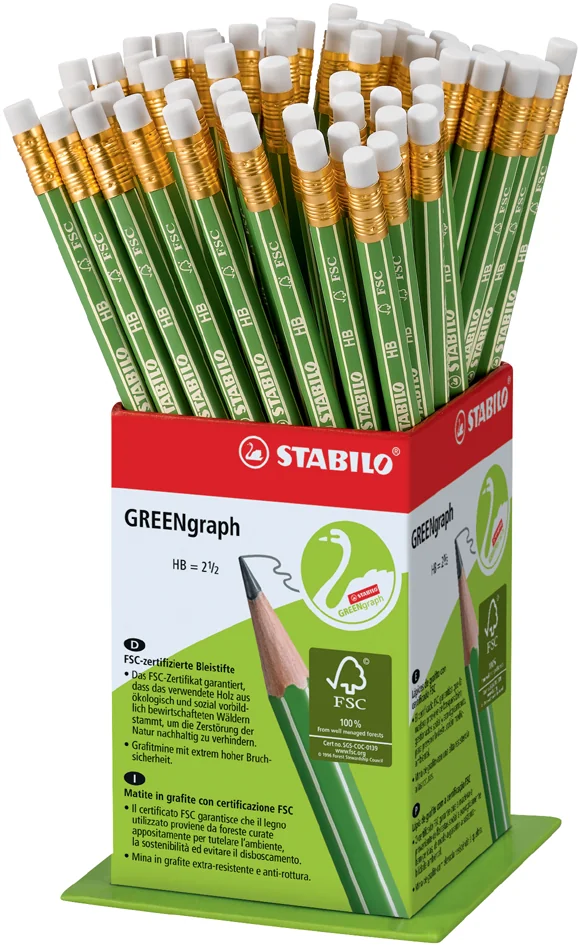 STABILO Crayon GREENgraph, dureté: HB, présentoir de 60 - OEM 6003/60-1