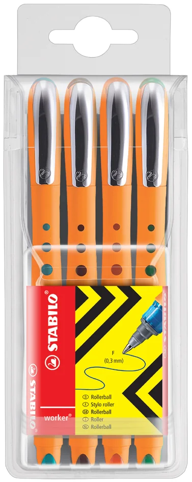 STABILO Stylo roller worker fine, étui de 4 - OEM 2016/4