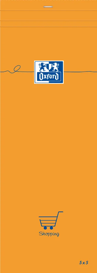 Oxford Bloc-notes, 74 x 210 mm, quadrillé,80 feuilles,orange - OEM 100106276