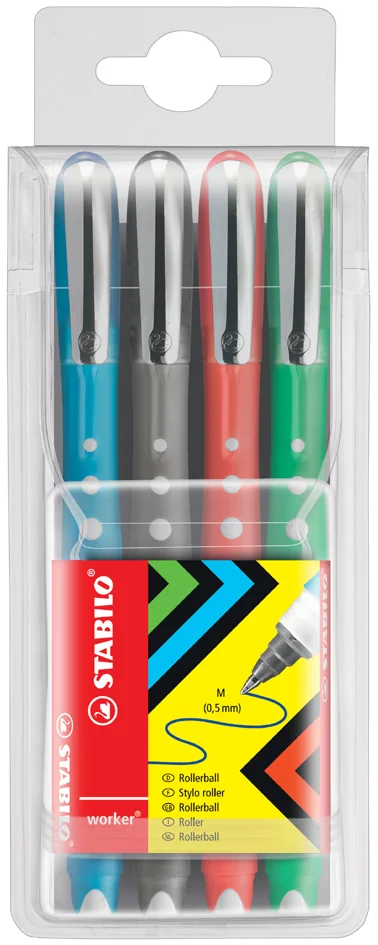 STABILO Stylo roller worker colorful, étui de 4 - OEM 2019/4