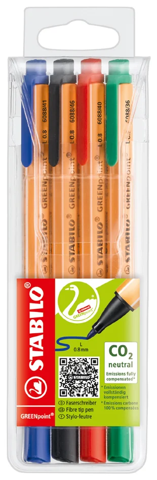 STABILO Feutre GREENpoint, étui en plastique de 4 - OEM 6088/4