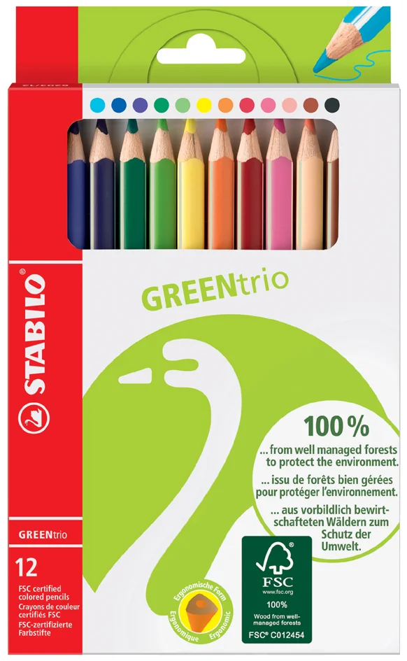 STABILO Crayon de couleur GREENtrio, épais, étui en carton - OEM 6203/12
