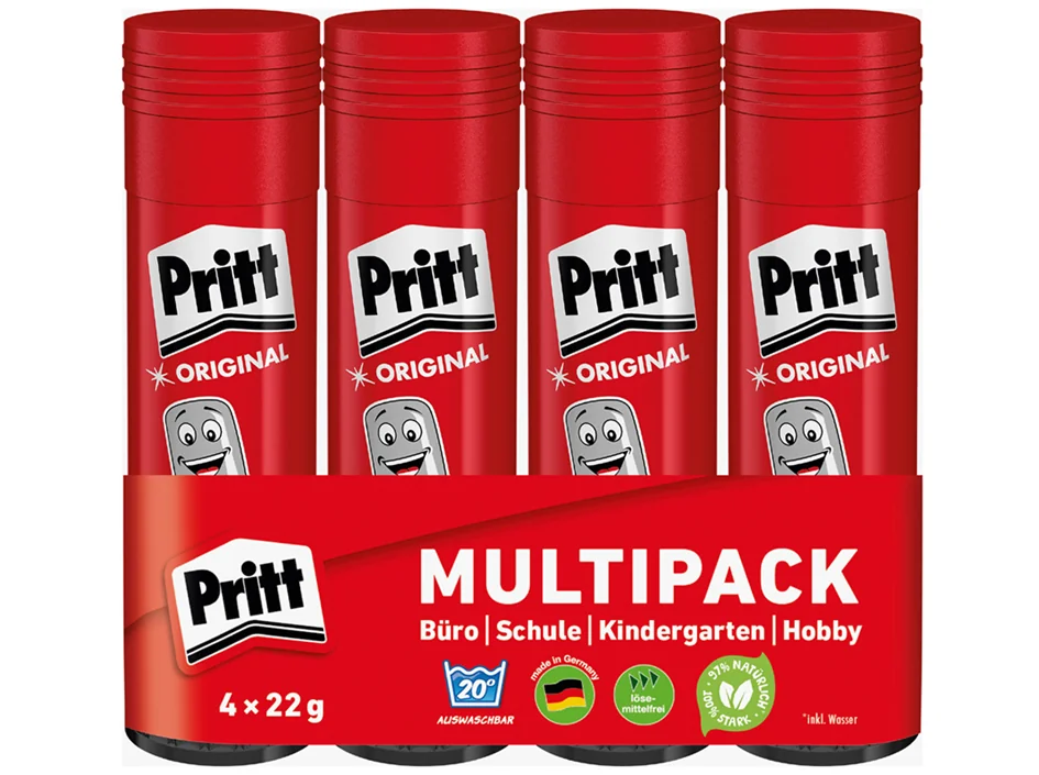 Pritt Bâton de colle 4 x 43 g, pack économique, sans solvant - OEM PK8MP