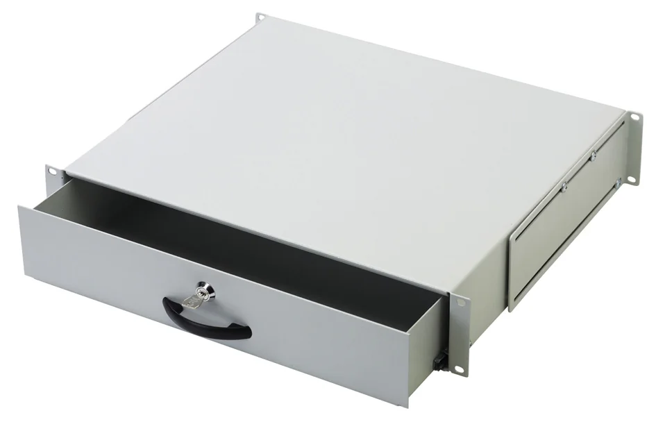 DIGITUS Tiroir à documents 19', 2 U, (RAL 7035), gris clair - OEM DN-19 KEY-2U
