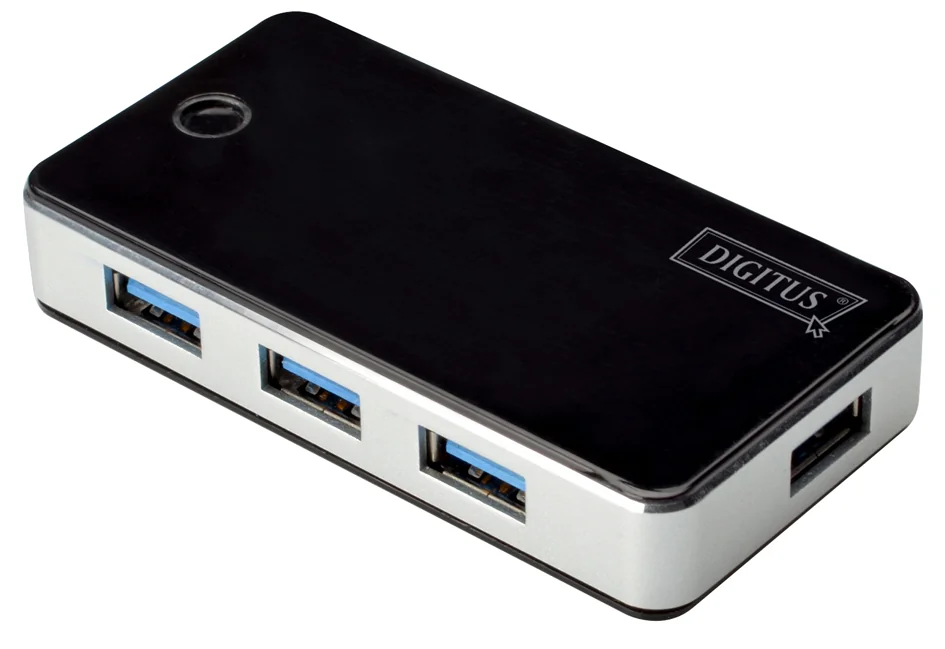 DIGITUS Hub USB 3.0, 4 ports, bloc d'alimentation incl, noir - OEM DA-70231