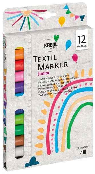 KREUL Marqueurs textiles medium 'Junior', set de 12 - OEM 90720