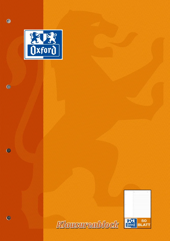 Oxford Klausurenblock, format A4, 100 pages, ligné - OEM 100061261