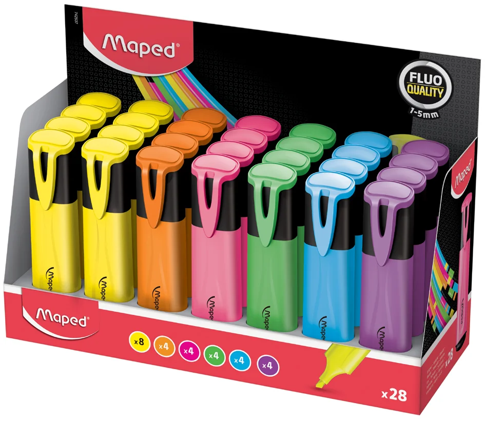 Maped Surligneur FLUO'PEPS Classic, présentoir de 28 pièces - lot de 28 - OEM 742537