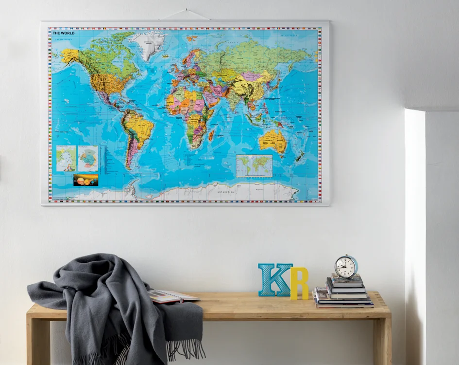 FRANKEN Carte du monde, laminé, (l)1.370 x (H)970 mm - OEM KAM600
