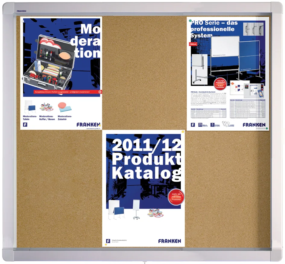 FRANKEN Vitrine d'affichage ECO pour 8x A4, fond en liège - OEM SK8KE