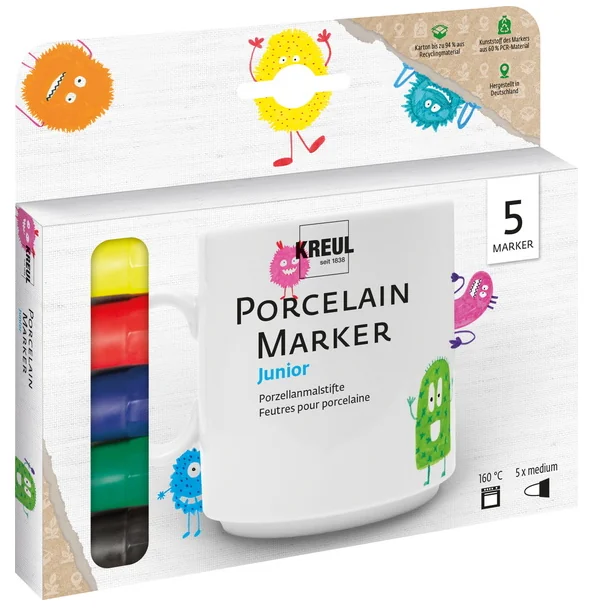 KREUL Marqueur pour porcelaine medium 'Junior', set de 5 - OEM 16300