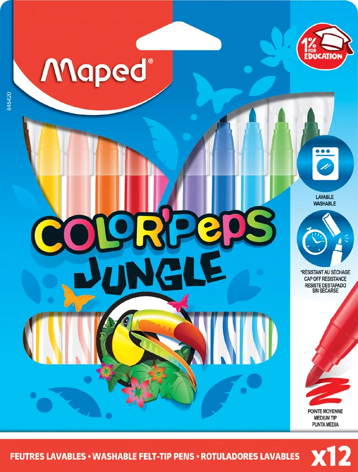 Maped Feutre COLOR'PEPS Jungle, étui en carton de 18 - OEM 845421