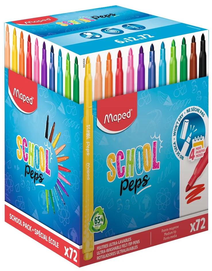 Maped Feutres dessin COLOR'PEPS Long Life, présentoir de 72 - OEM 844004