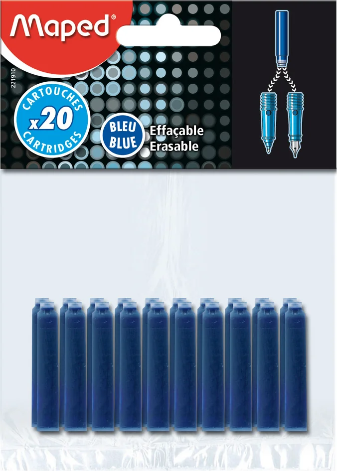 Maped Cartouche d'encre, bleu, dans un blister - OEM 221910