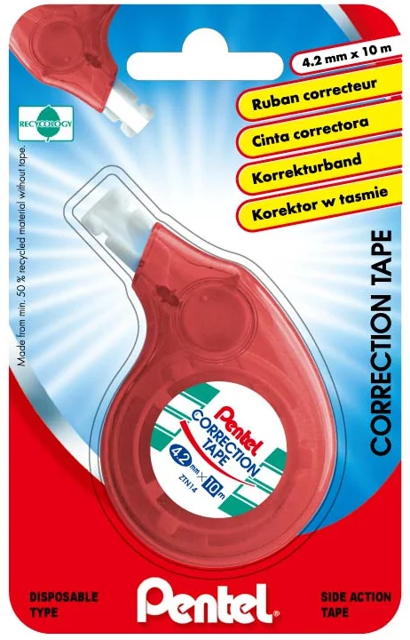 Pentel Ruban correcteur XZTN14, 4,2 mm x 10 m - OEM XZTN14BW