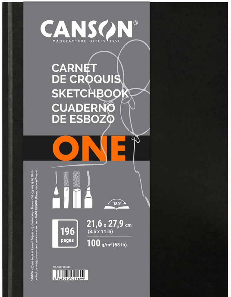 CANSON Carnet de dessin ARTBOOK ONE, 216 x 279 mm, noir - OEM C200005569