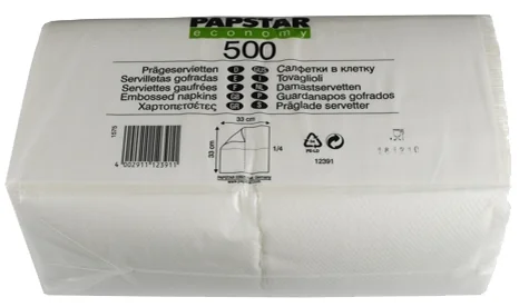 PAPSTAR Serviette, 330 x 330 mm, 1 couche, blanc - OEM 12391