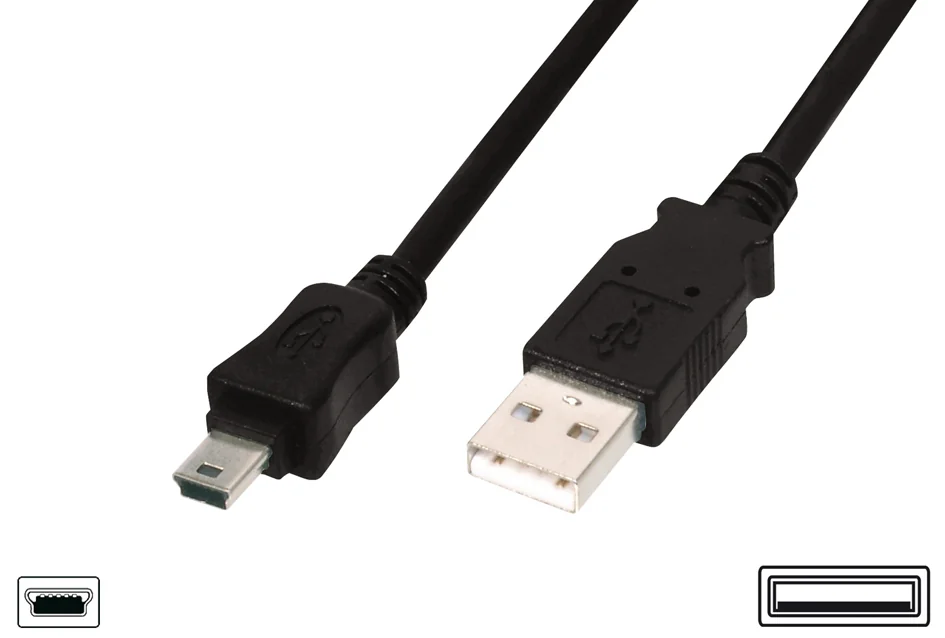 DIGITUS mini câble USB 2.0, USB-A - mini USB-B de 5 broches - OEM AK-300108-018-S