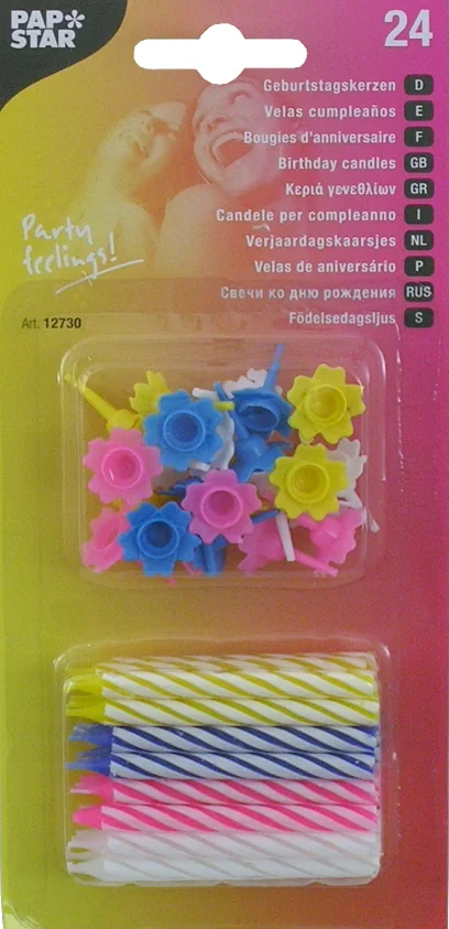 PAPSTAR Bougies d'anniversaire, en cire, rayures blanches - OEM 12730