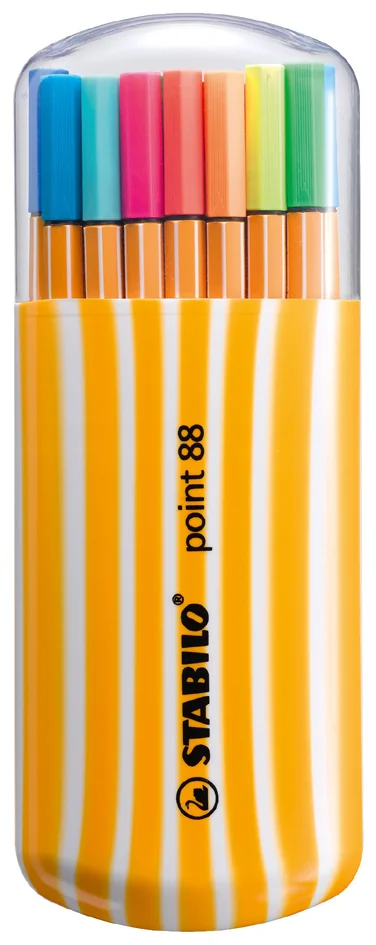 STABILO Feutre à pointe fine point 88, étui rayé fluo de 20 - OEM 8820-022