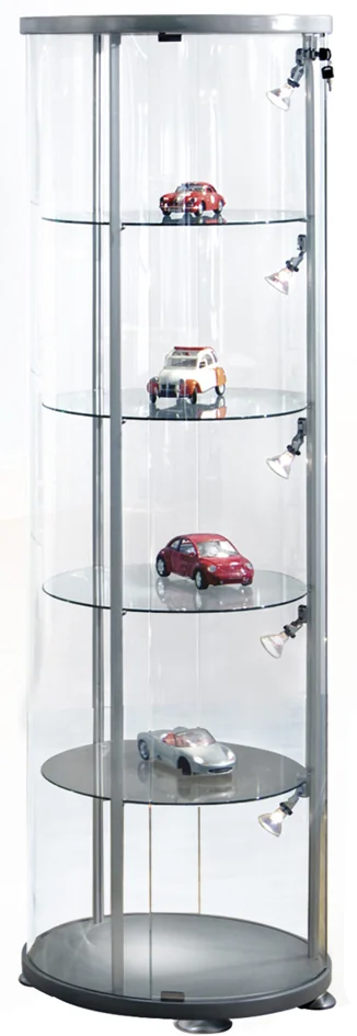 kerkmann Vitrine ronde expoline, 4 étagères en verre, gris - OEM 40376282
