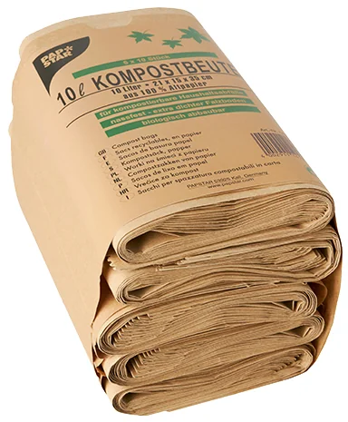 PAPSTAR Sacs compostables, marron, 10 litres - OEM 14186
