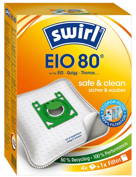 swirl Sac d'aspirateur EIO 80, avec filtre MicroporPlus - OEM 4006508179350