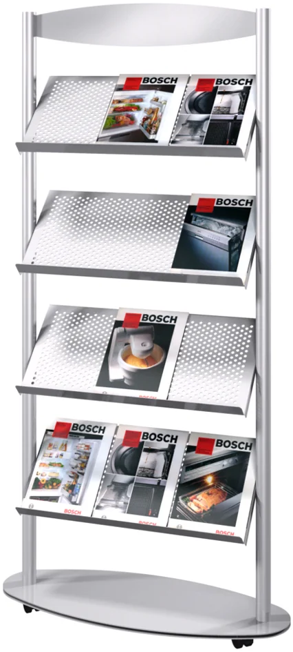 kerkmann Etagère à prospectus Sirius, 4 x A4, gris argent - OEM 42347314