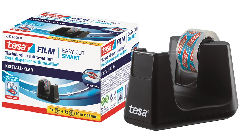 tesa Dévidoir de bureau Smart ecoLogo, équipé, noir - OEM 53904-00000-01