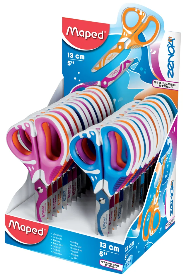 Maped Ciseaux Zenoa Fit, longueur: 130 mm, présentoir de 24 - lot de 24 - OEM 670112