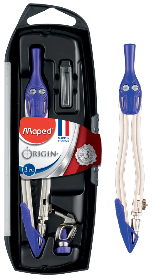 Maped Boîte de compas Origin, 3 pièces, assorti - OEM 305811