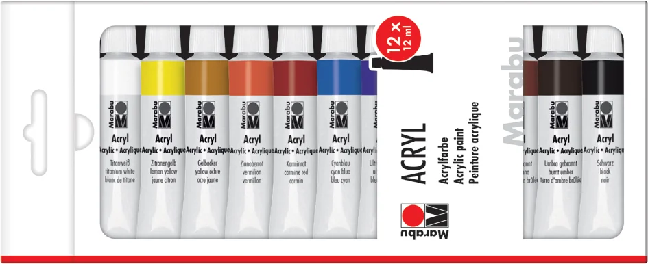 Marabu Peinture acrylique,12 ml, kit de 12 - OEM 1210000000200