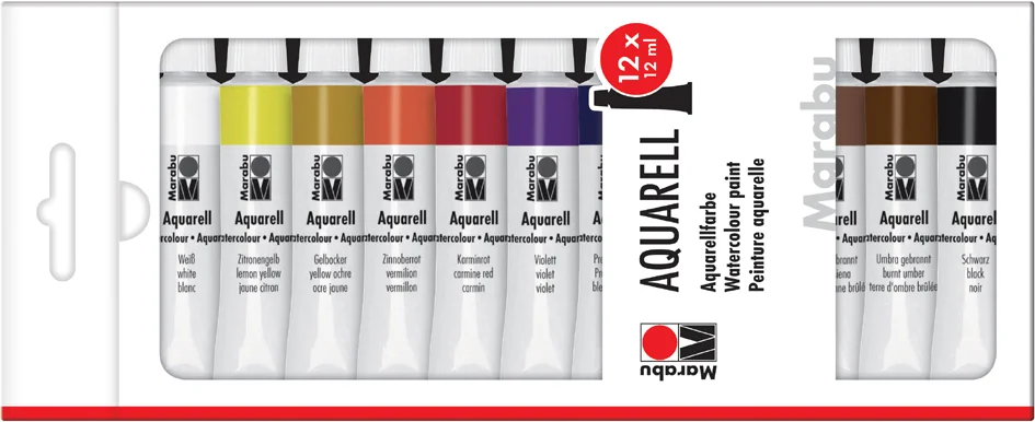 Marabu Peinture aquarelle, 12 ml, Kit de 12 - OEM 1211000000200